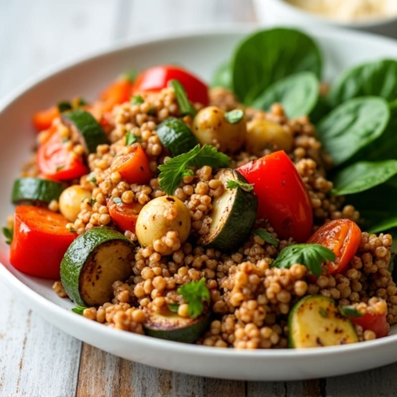Lean Ground Turkey and Roasted Vegetable Skillet