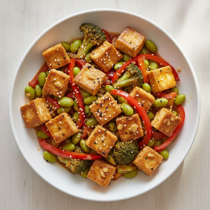 Sesame Tofu Stir-Fry with Mixed Vegetables