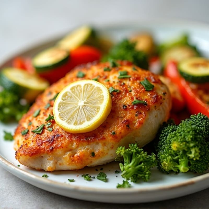 Crispy Lemon-Herb Baked Chicken with Roasted Vegetables