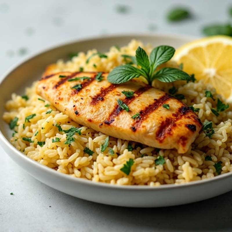 Fresh Herb and Lemon Basmati Rice Pilaf with Grilled Chicken