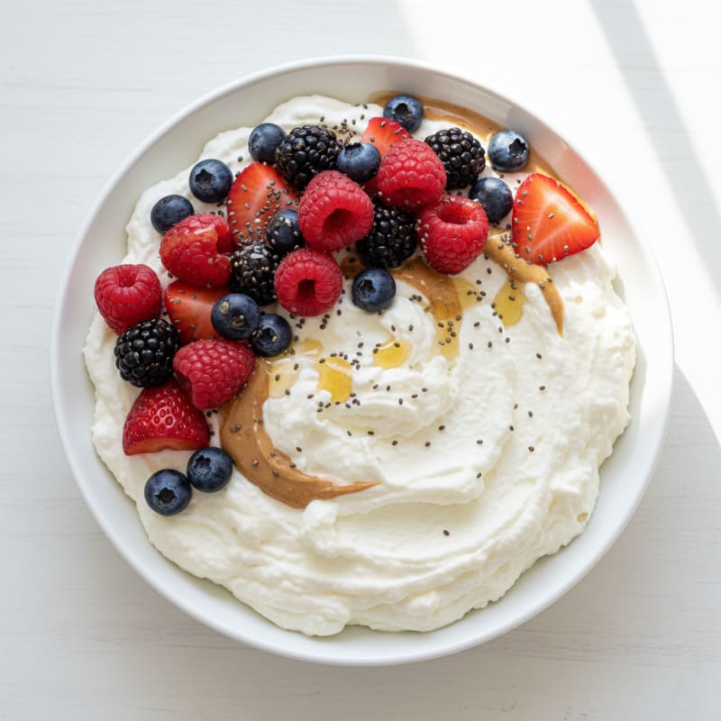 Greek Yogurt Protein Mousse with Mixed Berries