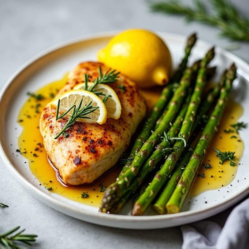 Crispy Lemon-Herb Roasted Chicken with Tender Roasted Asparagus