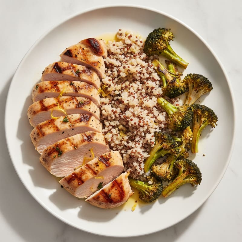 Grilled Turkey Breast with Quinoa and Roasted Broccoli