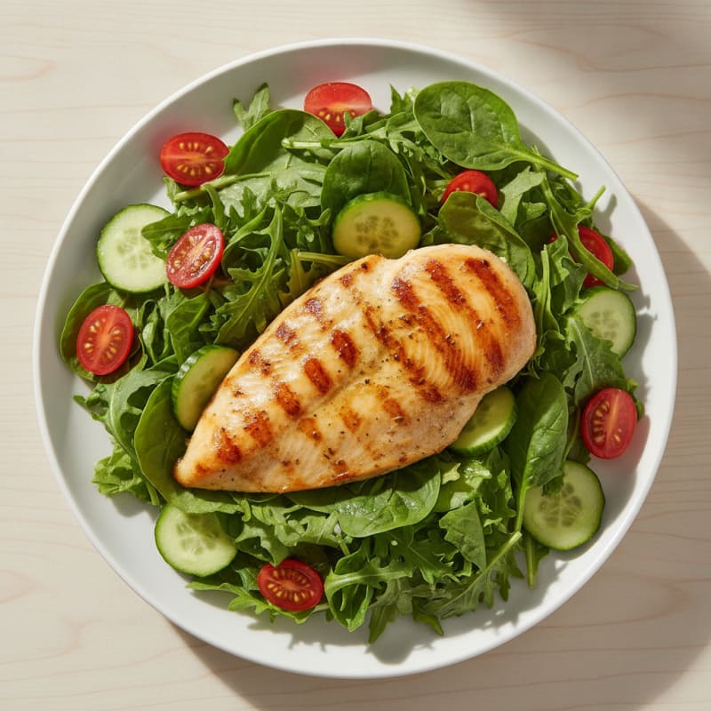 Grilled Chicken Breast with Mixed Greens Salad