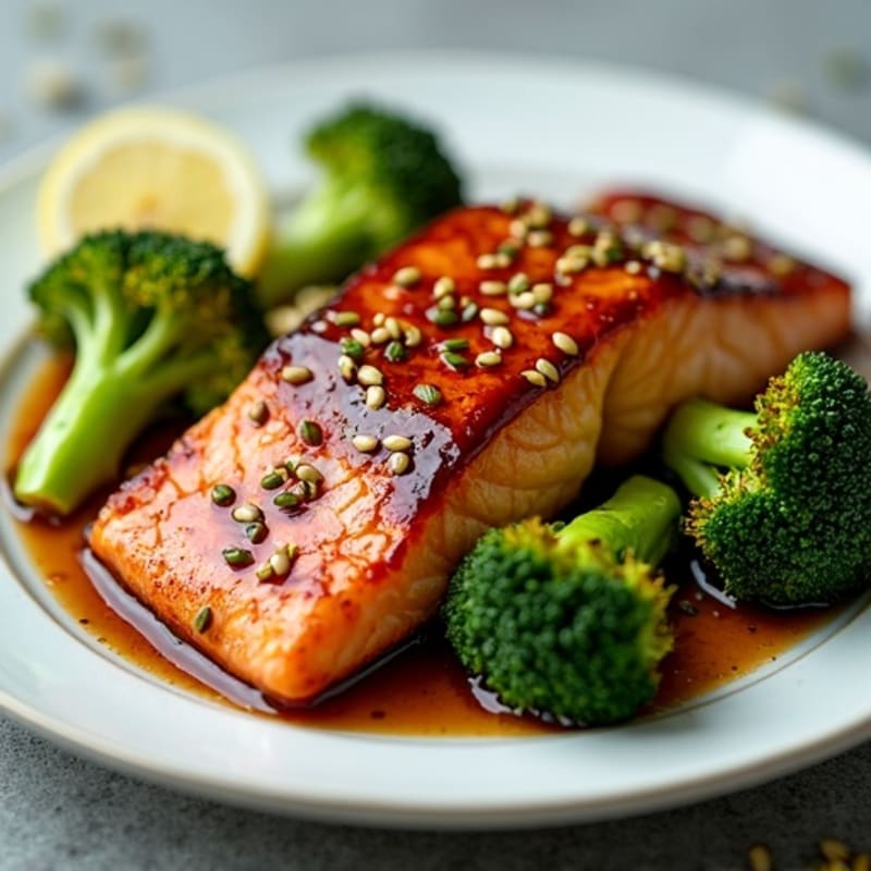Teriyaki Glazed Salmon with Roasted Broccoli