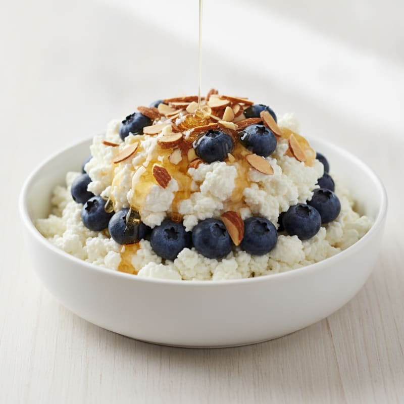 Cottage Cheese Berry Parfait with Almonds