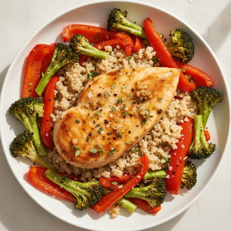 Garlic Herb Chicken with Quinoa and Roasted Vegetables