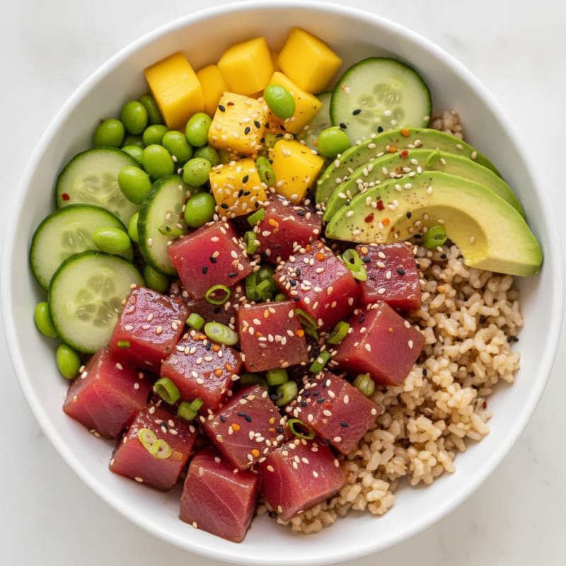 Ahi Tuna Poke Bowl with Tropical Fruit