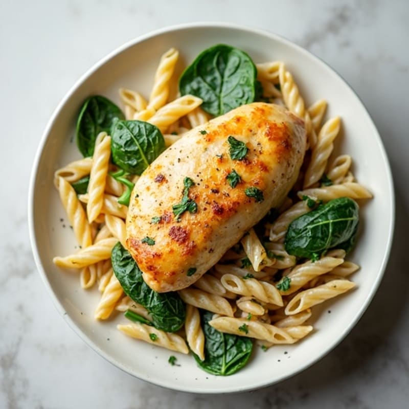 Creamy Lemon Herb Chicken Pasta with Fresh Spinach