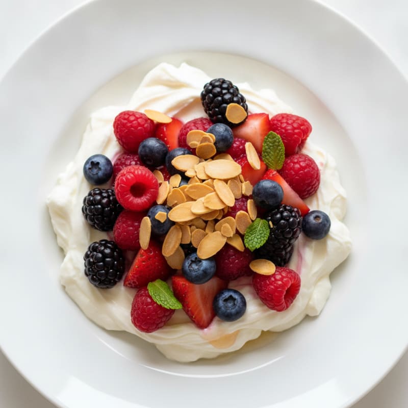 Silky Greek Yogurt Protein Pudding with Mixed Berries