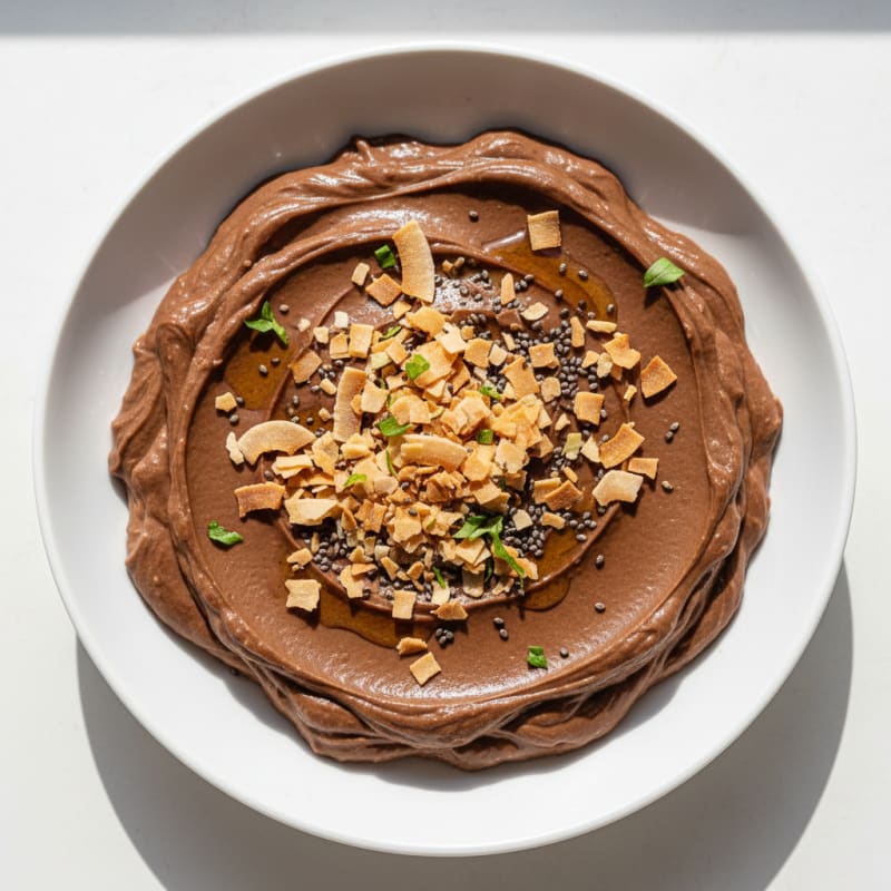 Silky Chocolate Protein Pudding with Toasted Coconut