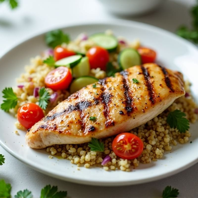 Grilled Chicken Breast with Lemon Herb Quinoa Salad