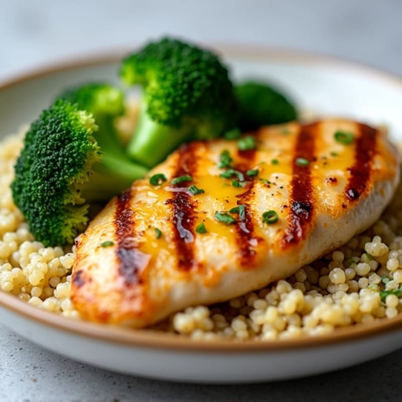 Grilled Chicken Breast with Quinoa and Steamed Broccoli