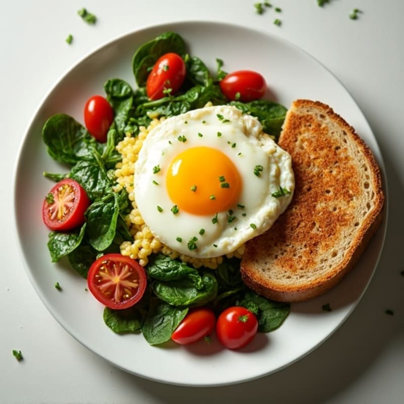 Fluffy Egg and Fresh Herb Scramble with Sautéed Greens