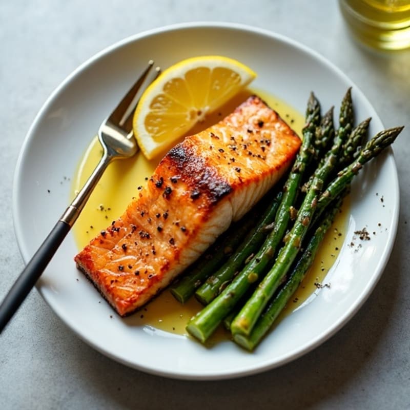 Crispy Pan-Seared Salmon with Roasted Asparagus
