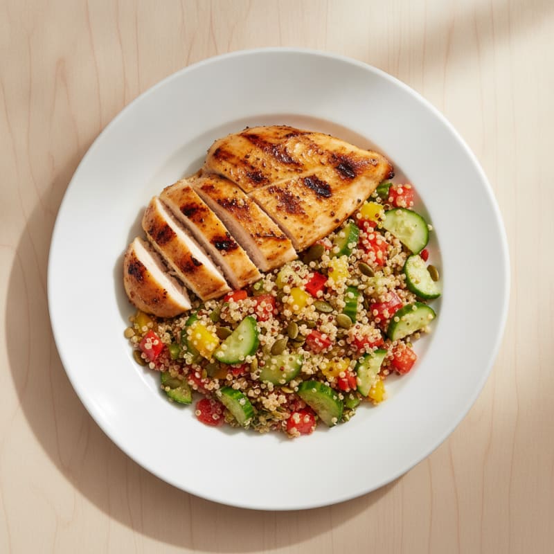 Grilled Chicken Breast with Crunchy Quinoa Salad