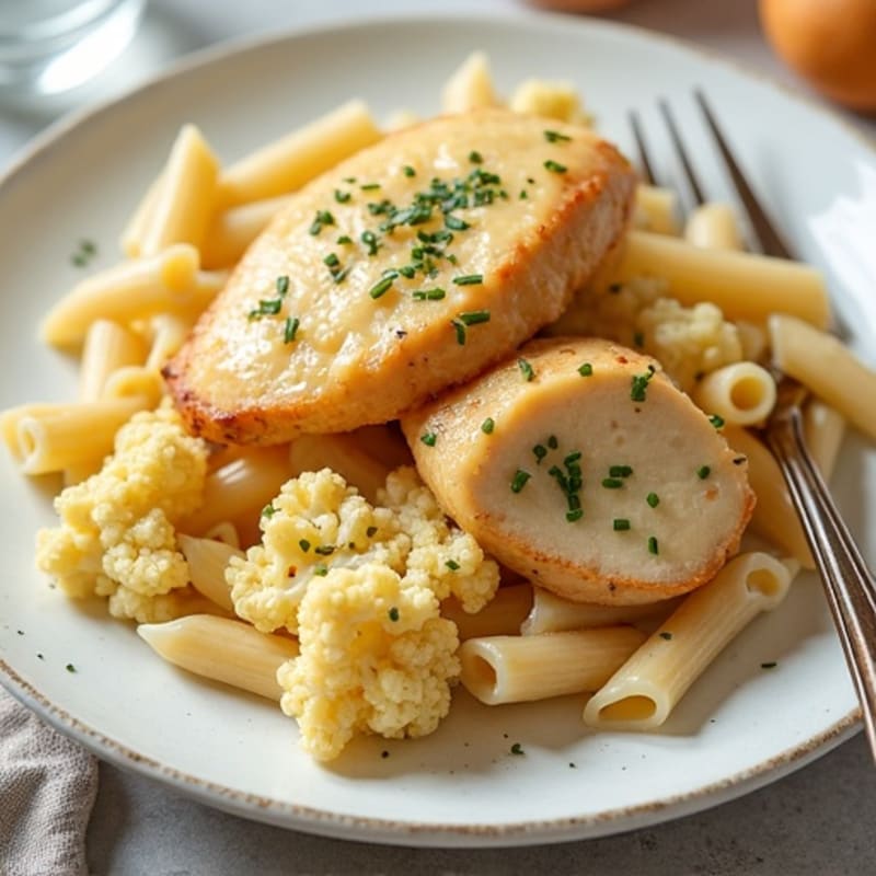 Healthy Creamy Cheesy Chicken Pasta with Cauliflower