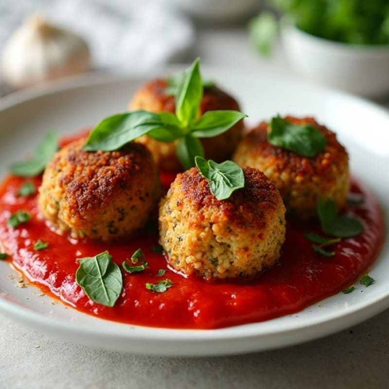 Herb-Crusted Lentil Meatballs with Marinara