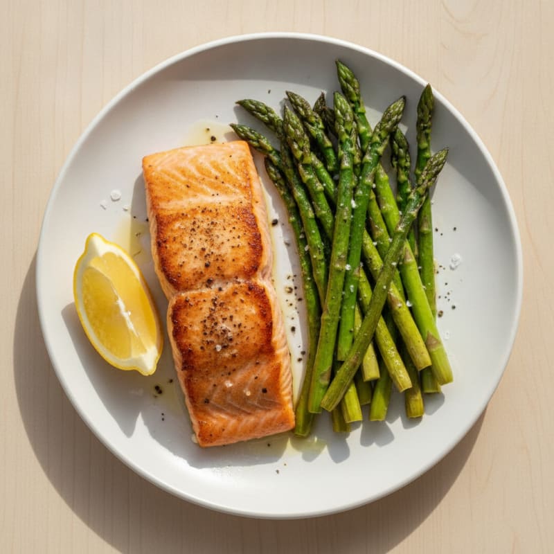 Pan-Seared Salmon with Roasted Asparagus