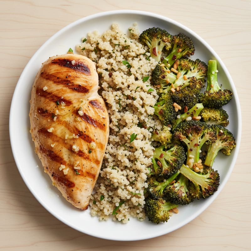 Grilled Chicken Breast with Roasted Broccoli and Quinoa