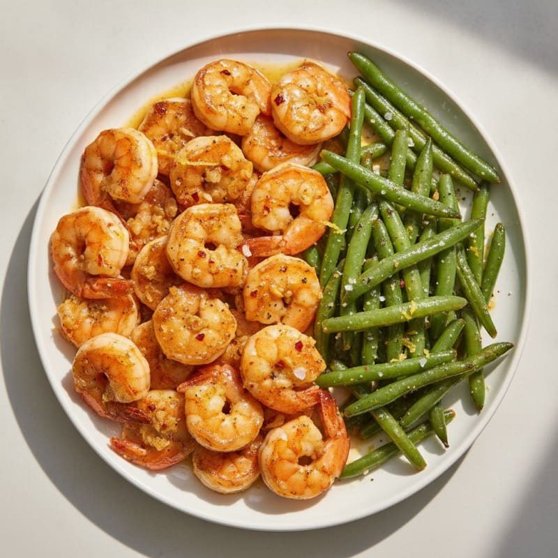 Garlic Shrimp with Sautéed Green Beans