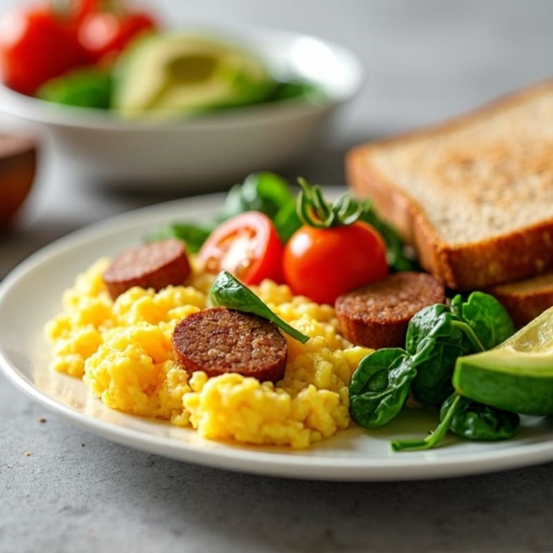 Egg White and Turkey Sausage Scramble with Spinach