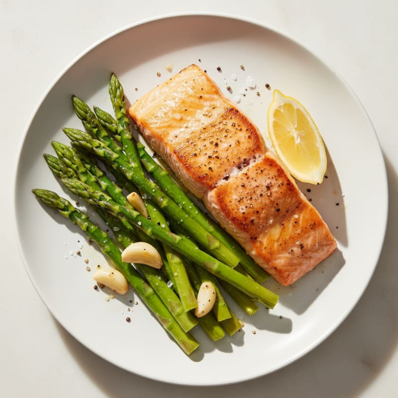 Golden Pan-Seared Salmon with Asparagus