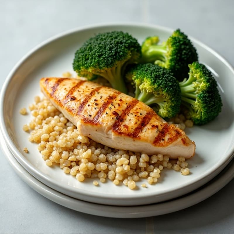 Grilled Chicken Breast with Roasted Broccoli and Quinoa