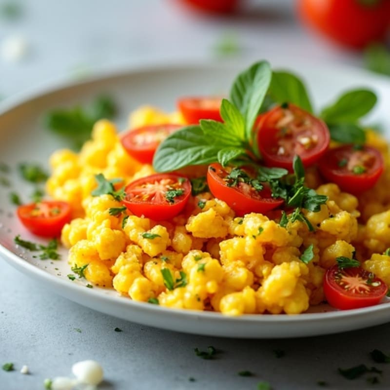 Masala Spiced Scrambled Eggs with Fresh Herbs