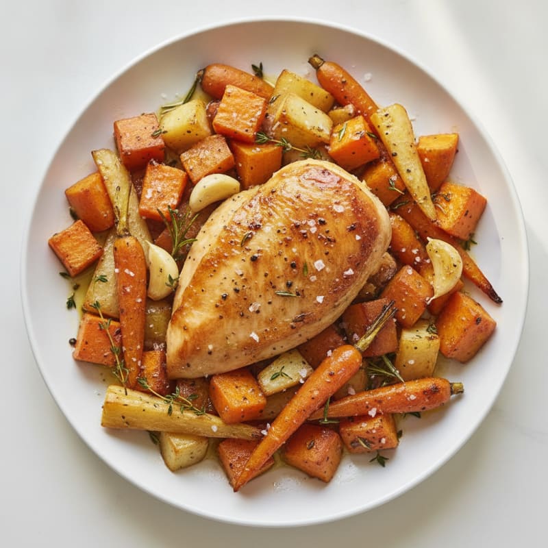 Garlic Herb Roasted Chicken with Root Vegetables