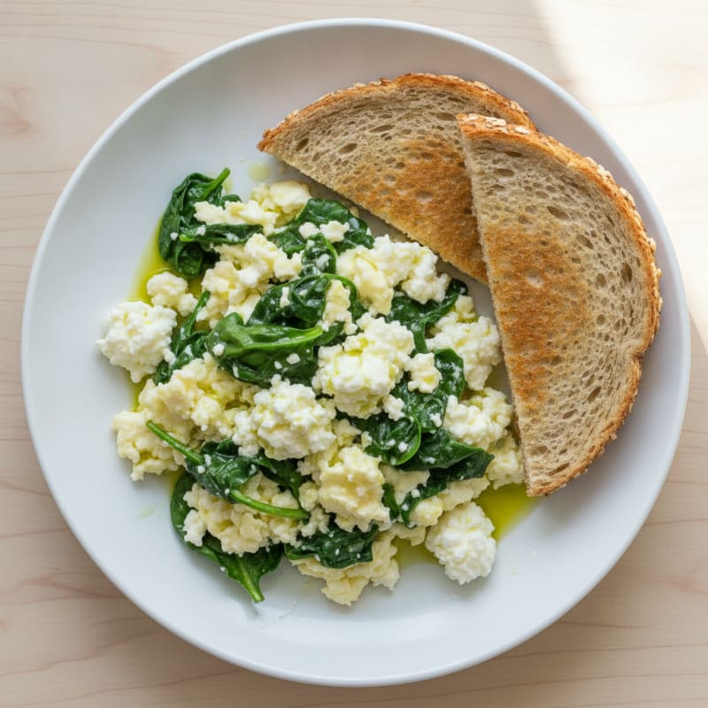 Egg White Scramble with Spinach and Cottage Cheese