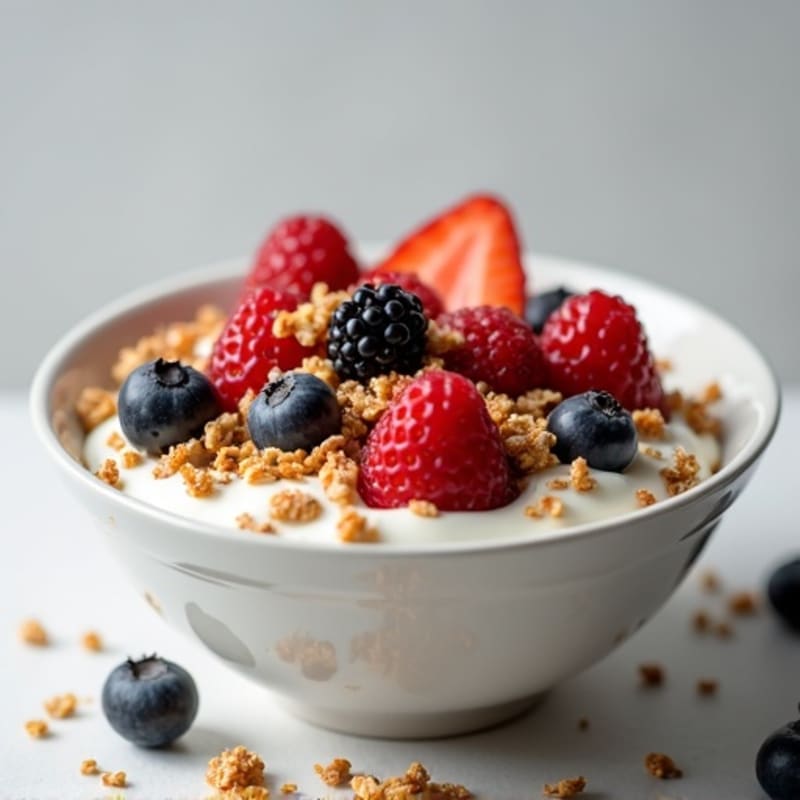 Creamy Greek Yogurt Bowl with Protein Granola and Mixed Berries