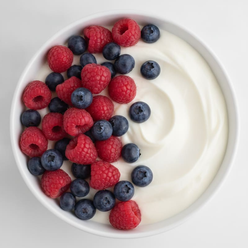 Silky Vanilla Protein Yogurt with Mixed Berries