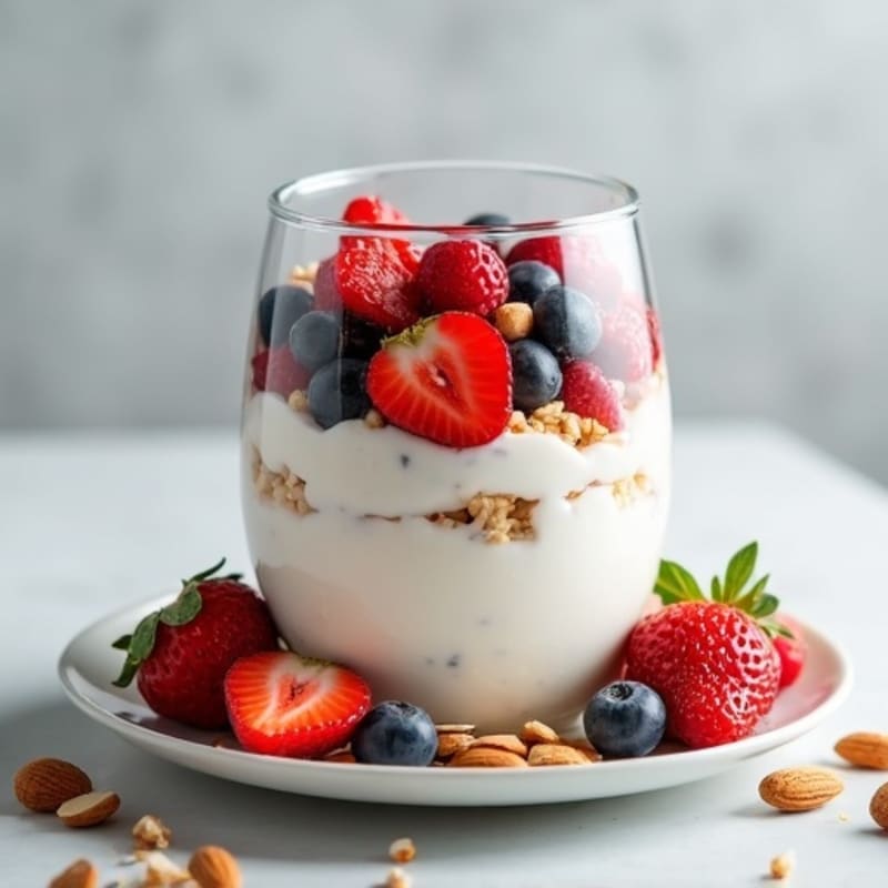 Creamy Greek Yogurt Parfait with Mixed Berries and Toasted Almonds