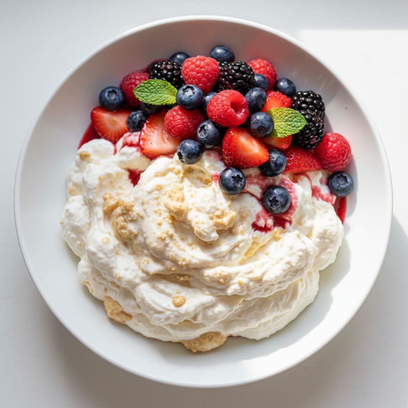 Greek Yogurt Protein Mousse with Mixed Berries