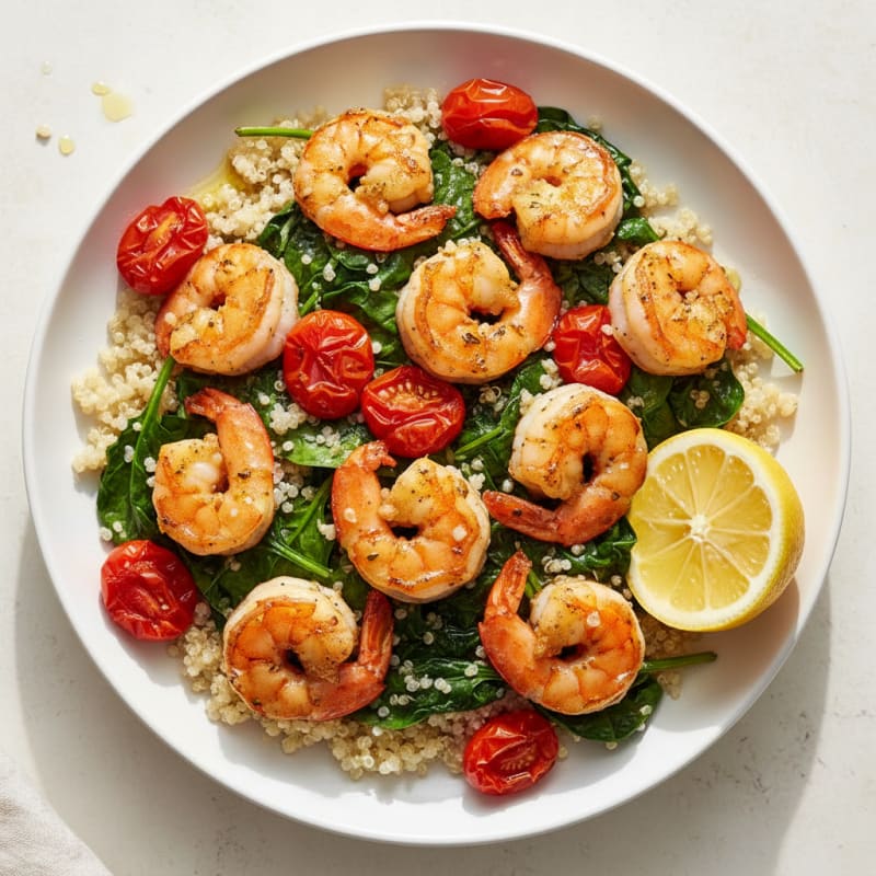Garlic Shrimp with Roasted Tomatoes and Spinach