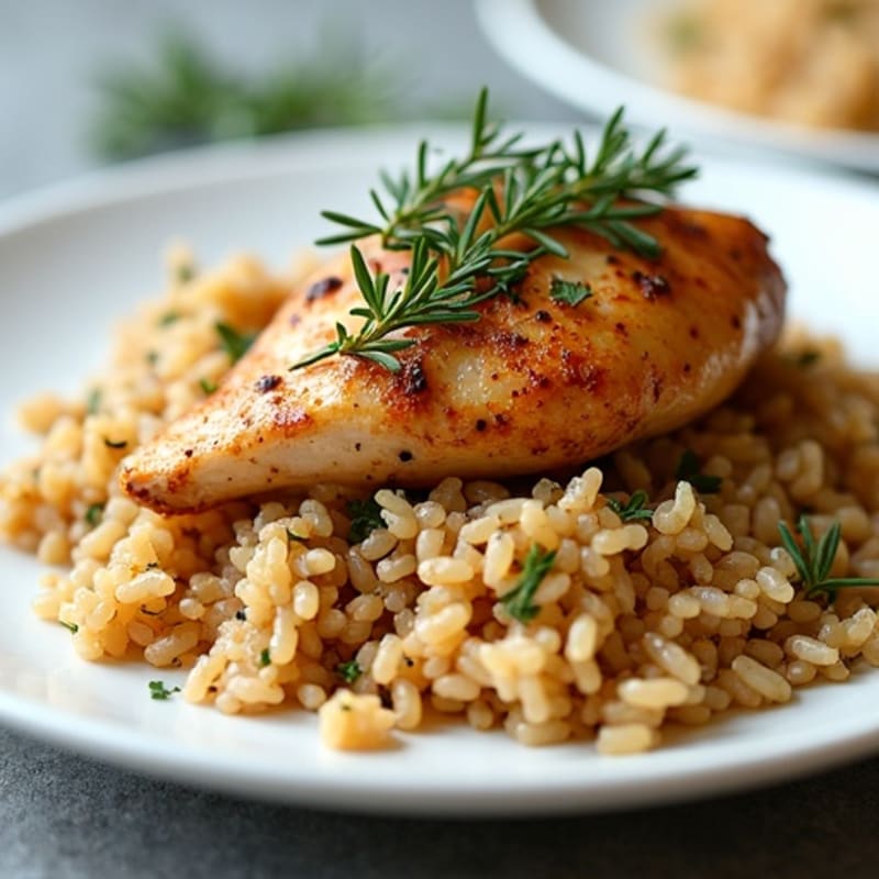 Herb-Roasted Chicken with Ginger Soy Brown Rice