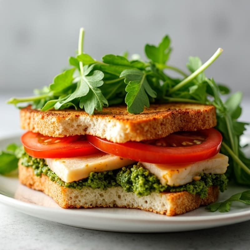 Grilled Chicken Pesto Sandwich with Fresh Greens