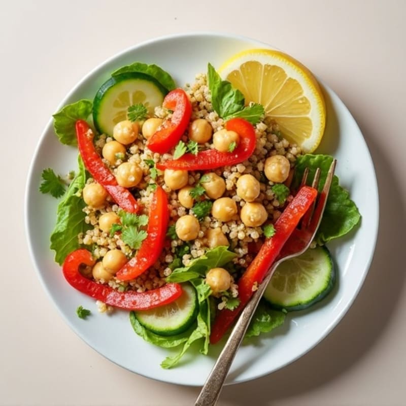 Crispy Chickpea and Quinoa Salad with Lemon Tahini Dressing