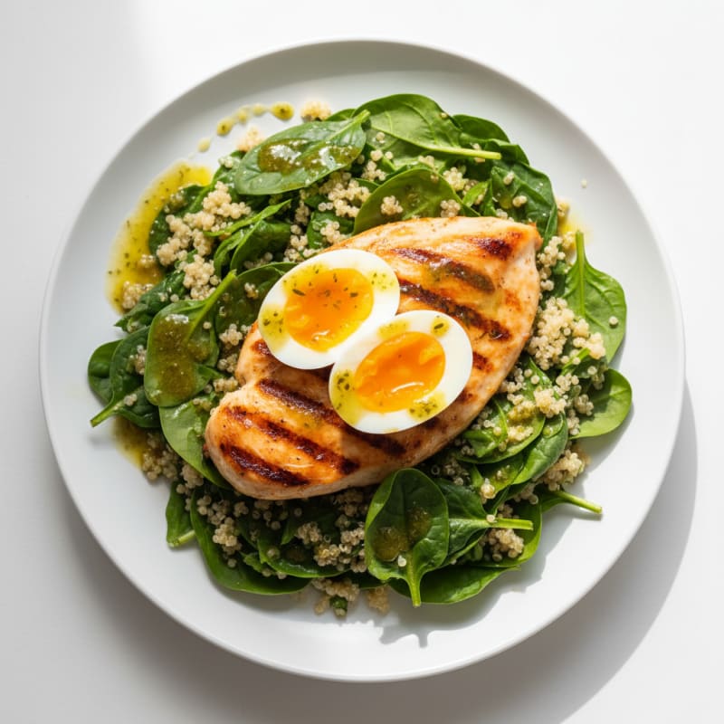 Grilled Chicken Breast with Spinach Quinoa Salad