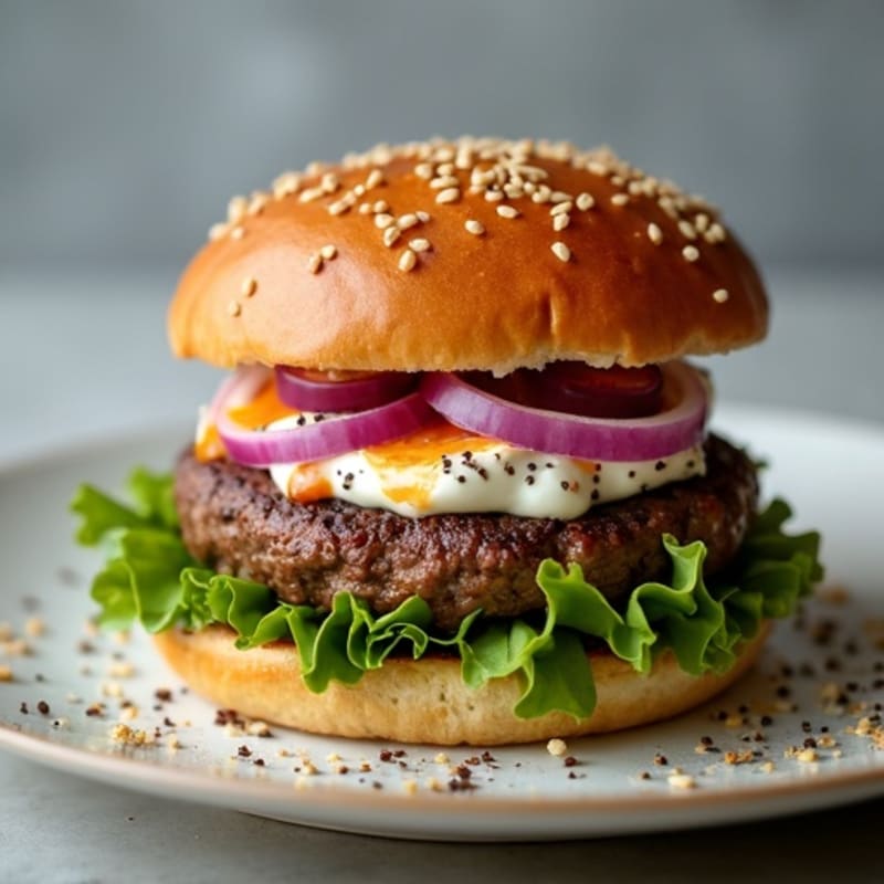 Grilled Lean Beef Burgers with Creamy Buffalo Blue Cheese