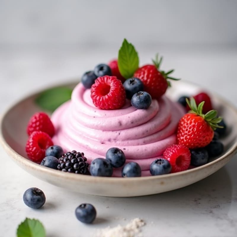 Greek Yogurt Protein Mousse with Mixed Berries