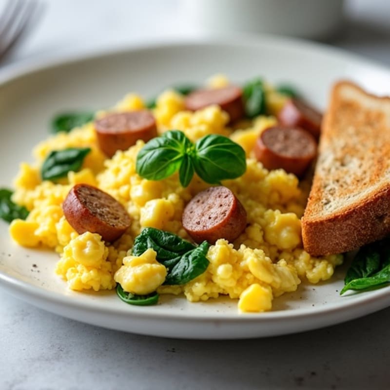 Egg White Scramble with Spinach and Turkey Sausage