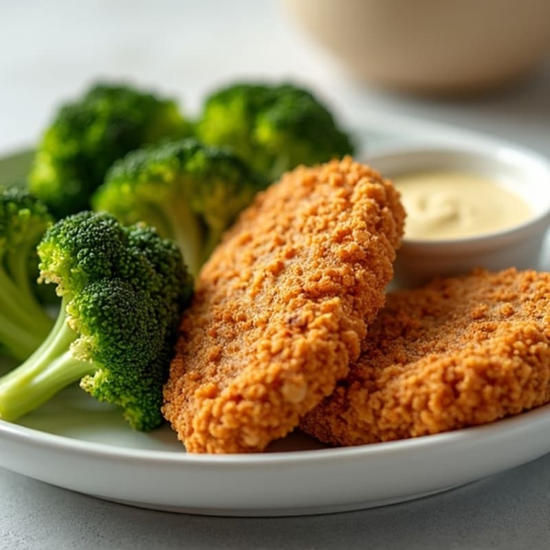 Crispy Baked Chicken Nuggets with Roasted Broccoli