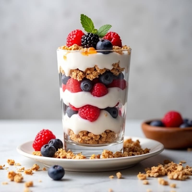 Creamy Greek Yogurt Parfait with Mixed Berries and Almond Butter