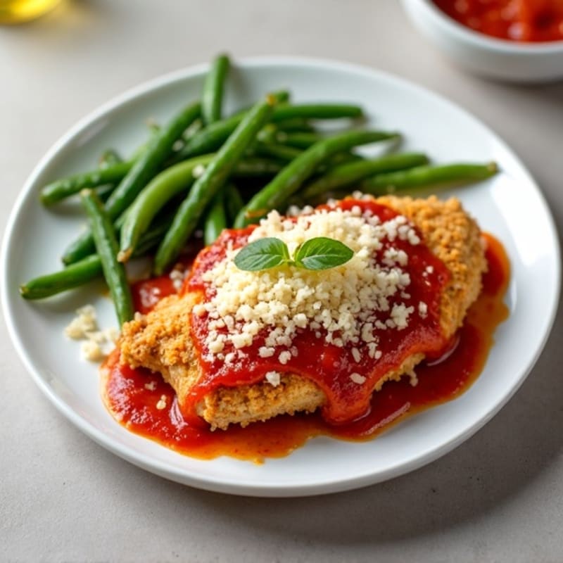 Crispy Baked Chicken Parmesan with Roasted Green Beans