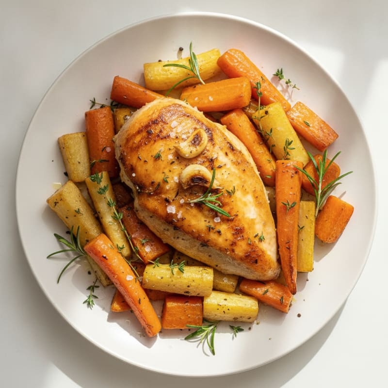 Garlic Herb Roasted Chicken with Root Vegetables