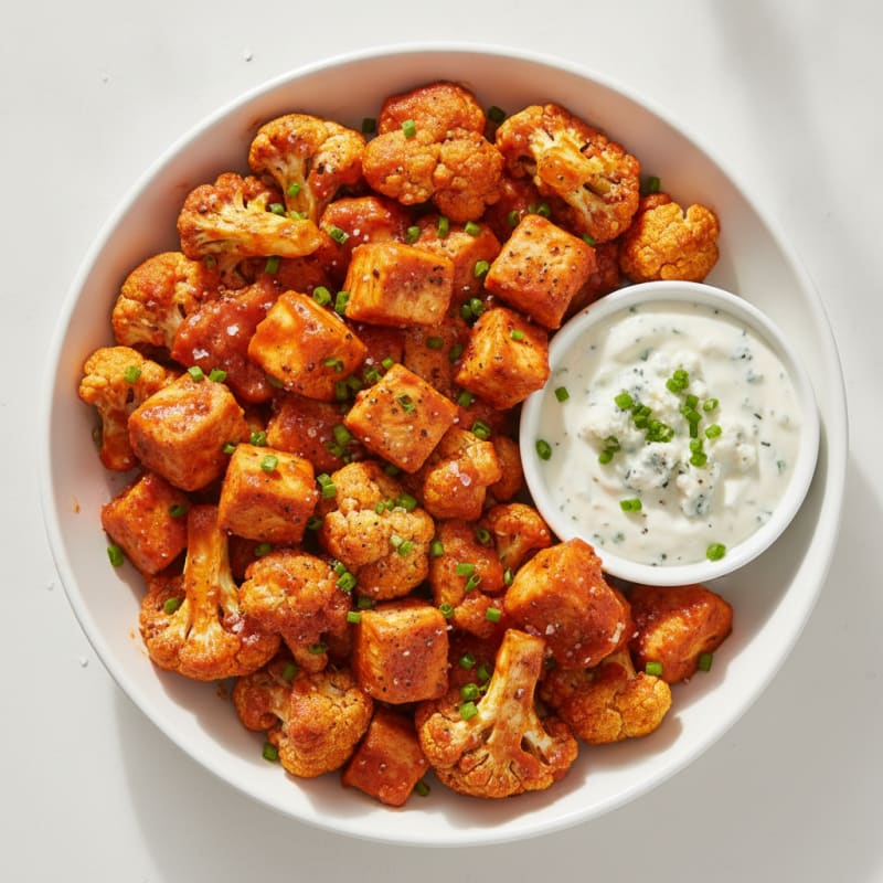 Buffalo Cauliflower Bites with Blue Cheese Dip