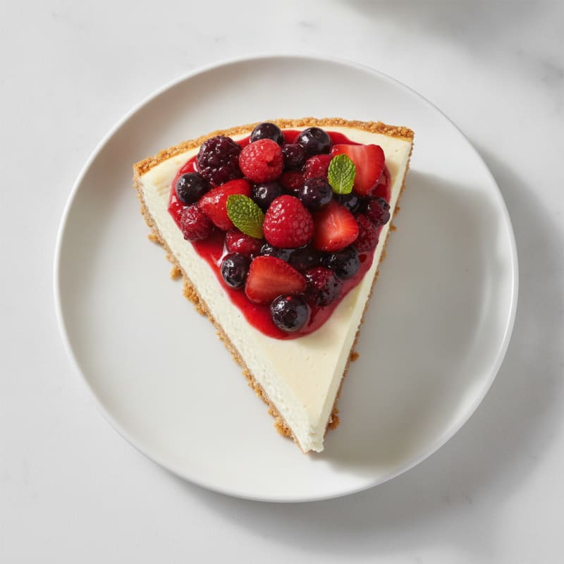 Greek Yogurt Protein Cheesecake with Mixed Berries