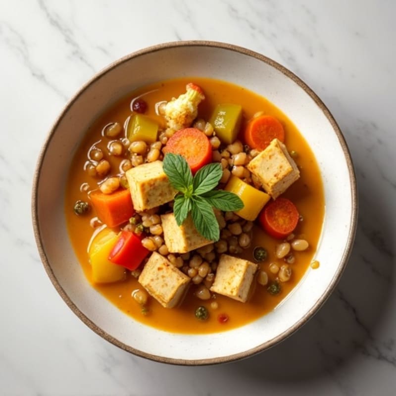 Creamy Coconut Lentil Curry with Roasted Vegetables